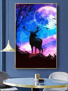 Elk Pattern DIY Diamond Unframed Painting - Nhiều màu - Xem 2