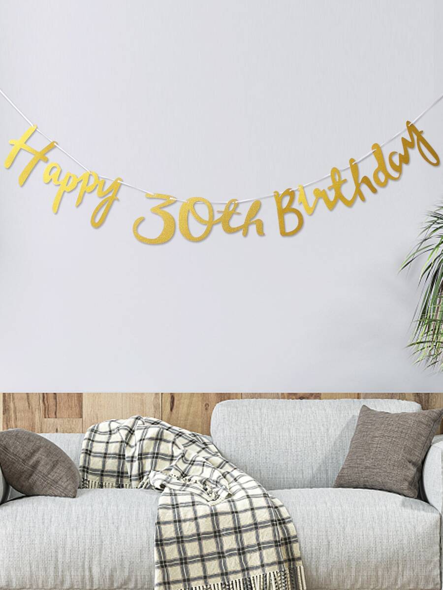 1 pieza Bandera de fiesta de cumpleaños - Dorado - Ver 1