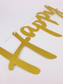 1 pieza Bandera de fiesta de cumpleaños - Dorado - Ver 2