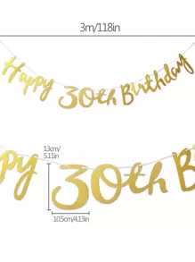 1 pieza Bandera de fiesta de cumpleaños - Dorado - Ver 3