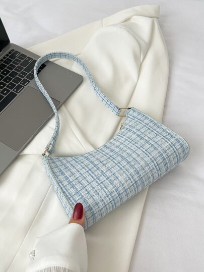 حقيبة باغيت بنمط مربعات الألوان، حقيبة يد صغيرة، ح...