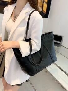 Túi Tote Đeo Vai Da Cá Sấu Nổi, Túi Công Sở Bắt Mắt Dành Cho Phụ Nữ - màu đen - Xem 4