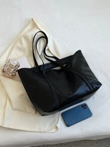 Túi Tote Đeo Vai Da Cá Sấu Nổi, Túi Công Sở Bắt Mắt Dành Cho Phụ Nữ - màu đen - Xem 5