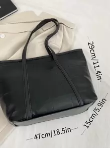 Túi Tote Đeo Vai Da Cá Sấu Nổi, Túi Công Sở Bắt Mắt Dành Cho Phụ Nữ - màu đen - Xem 6