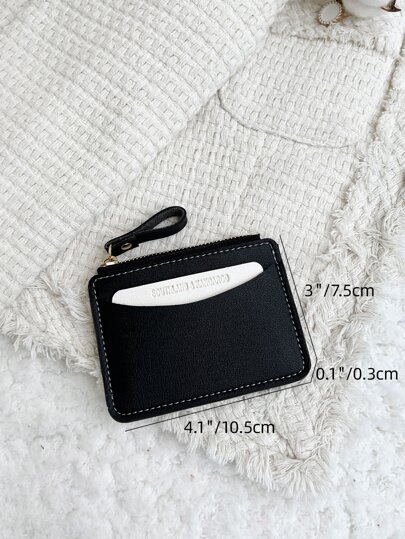 SOUTHLAND&KANGAROO Litchi Embossed Stitch Detail Slim Lightweight Zipper Portable Cash Money ID Card Card Coin Pocket For Birthday Gift Anniversary On Valentine Day Couple Female Lady Girls Teenagers For College Student School Student Gift Bag Present School Supplies Teacher Gifts Back To School Card Holder Wallet Business Card Holder Credit Card Holder Women For Women Mini Wallet Card Wallet