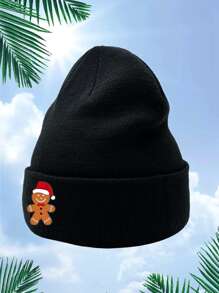 Hombres Gorro Navidad hombre de pan de jengibre con estampado - Negro - Ver 3