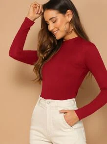 SHEIN Essnce Của phụ nữ Thon gọn Cổ giả Áo sơ mi - Đỏ - Xem 1