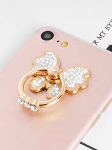 Soporte de aro de celular con diseño de diamante de imitación - Blanco - Ver 1