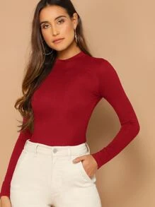SHEIN Essnce Của phụ nữ Thon gọn Cổ giả Áo sơ mi - Đỏ - Xem 3