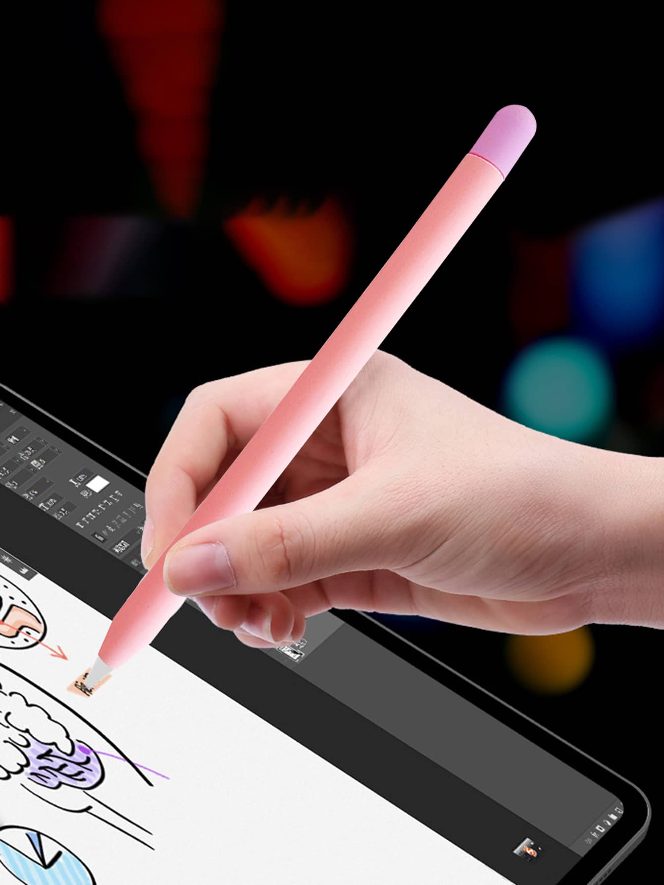Vỏ đồng màu 1 mảnh tương thích với Apple Pencil thế hệ thứ 2 - Hồng - Xem 1