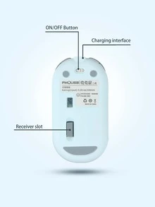 Ratón Inalámbrico Recargable Azul Mini Silencioso - Azul - Ver 4