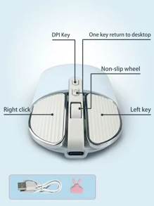 Ratón Inalámbrico Recargable Azul Mini Silencioso - Azul - Ver 5