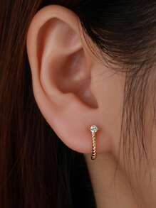 Hoa tai vòng trang trí Rhinestone - Vàng - Xem 2