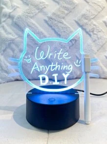 1 pieza escribible con diseño de gato Luz de la decoración con Pluma marcador - Multicolor - Ver 1