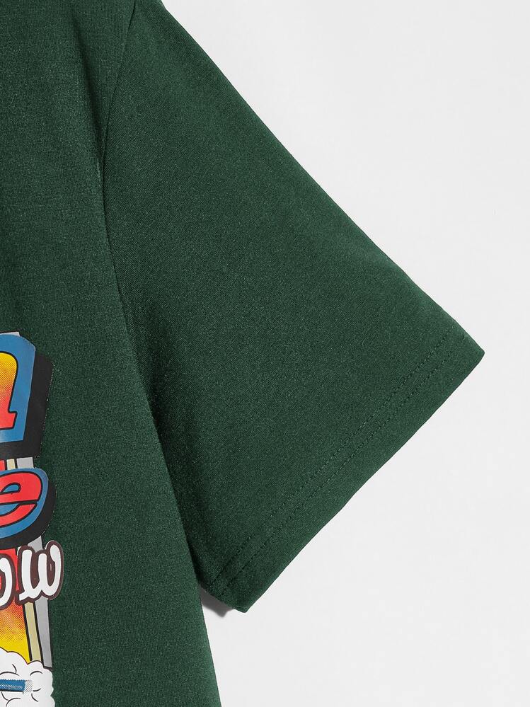 Manfinity RebelGame Men Cotton Slogan Graphic Tee - Dark Green - View 4