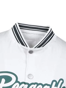 男士字母圖案飛行員夾克 - 白色 - 查看 4