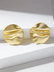 紋理質感圓形耳釘