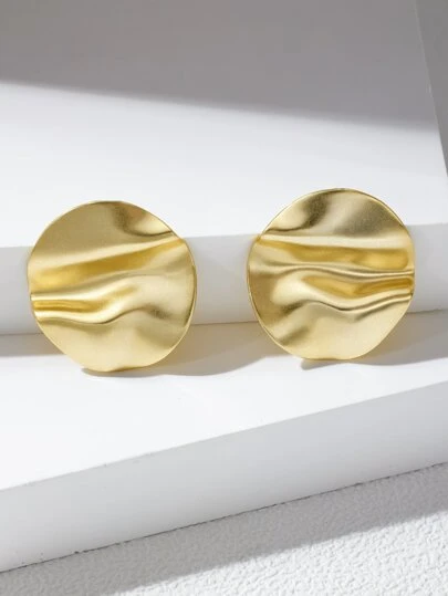 紋理質感圓形耳釘