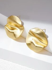 紋理質感圓形耳釘