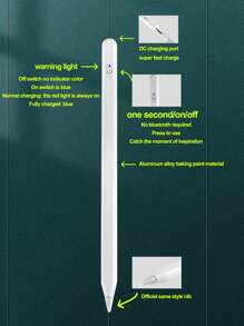 Lápiz óptico recargable activo anti-operación errónea específico para tabletas Apple - Blanco - Ver 6