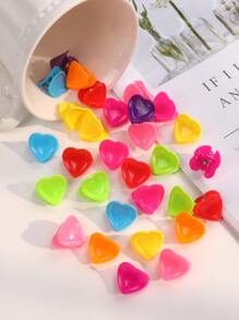 30入組隨機顏色愛心造型女孩髮夾,適用於日常生活