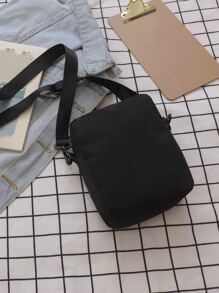 Mini Letter Patch Crossbody Bag School Bag For Graduate, Teen Girls, Freshman, Sophomore, Junior & Senior In College, University & High School, Perfect For Outdoors, Travel & Back To School Lightweight, Fashion White-Collar Workers College, Work, Business, Commute, Office, For Anniversary, For Couple, For Birthday Gift, On Valentine Day Gift - Black - View 2