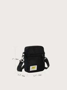 Mini Letter Patch Crossbody Bag School Bag For Graduate, Teen Girls, Freshman, Sophomore, Junior & Senior In College, University & High School, Perfect For Outdoors, Travel & Back To School Lightweight, Fashion White-Collar Workers College, Work, Business, Commute, Office, For Anniversary, For Couple, For Birthday Gift, On Valentine Day Gift - Black - View 3