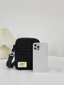 Mini Letter Patch Crossbody Bag School Bag For Graduate, Teen Girls, Freshman, Sophomore, Junior & Senior In College, University & High School, Perfect For Outdoors, Travel & Back To School Lightweight, Fashion White-Collar Workers College, Work, Business, Commute, Office, For Anniversary, For Couple, For Birthday Gift, On Valentine Day Gift - Black - View 5