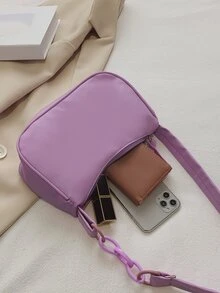 極簡風格單肩包 - 紫色 - 查看 4
