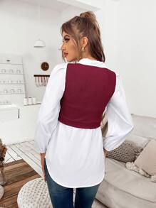 SHEIN Unity Colourblock Lantern Sleeve 2 In 1 Top