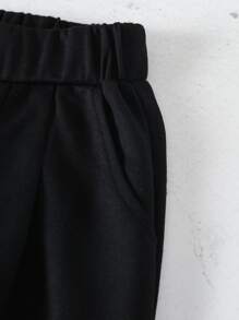 Girls Solid Slant Pocket Joggers - Black - View 5