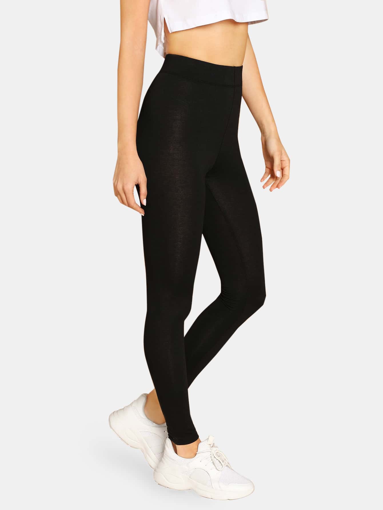 1pc Solid High-Rise Leggings/Summer