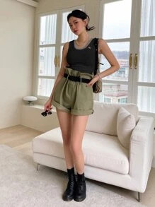 DAZY Contrast Trim Tank Top - Black - View 3