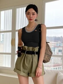 DAZY Contrast Trim Tank Top - Black - View 4