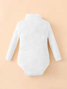Baby Girl Rib-Knit Turtleneck Bodysuit - White - View 2