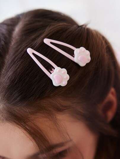 Kawaii 2 pezzi Fermaglio per capelli zampa decorato