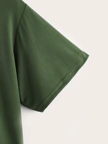 ROMWE Mushroom Letter Graphic Crop Tee - Green - View 4