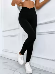 SHEIN Essnce Solid High Waist Leggings