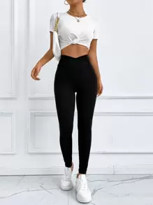 SHEIN Essnce Solid High Waist Leggings
