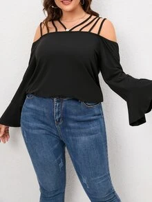 Áo thun Plus size màu trơn Giải trí - màu đen - Xem 3