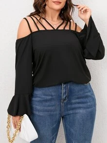 Áo thun Plus size màu trơn Giải trí - màu đen - Xem 5