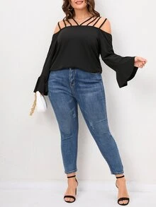 Áo thun Plus size màu trơn Giải trí - màu đen - Xem 7