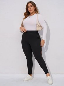 EMERY ROSE Plus Contrast Lace Leggings Fall Cloth For Women