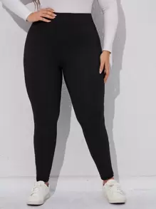 EMERY ROSE Plus Contrast Lace Leggings Fall Cloth For Women