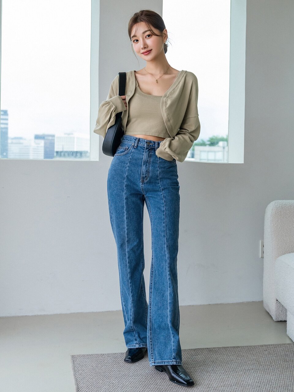 Drop Shoulder Shrug Cardigan & Knit Top