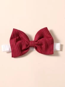 嬰兒荷葉袖前蝴蝶結連身背心和頭巾 - 酒紅色 - 查看 3