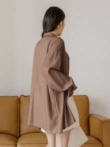 DAZY Camisa con botón delantero de hombros caídos - Marrón Mocha - Ver 2