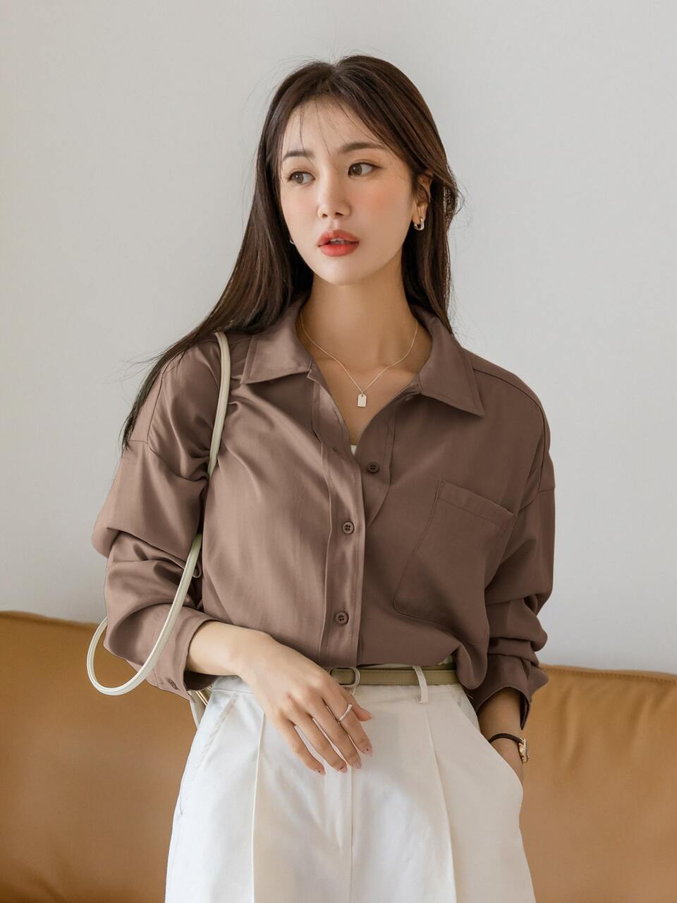 Button Front Drop Shoulder Shirt