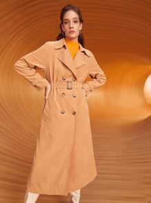 SHEIN Unity 西裝領雙排釦搭扣腰帶風衣外套