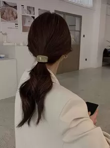 Dây buộc tóc trang trí hình bầu dục - màu xanh lá - Xem 1